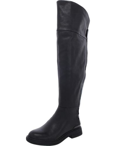 Franco Sarto Battina Leather Block Heel Over-the-knee Boots - Black