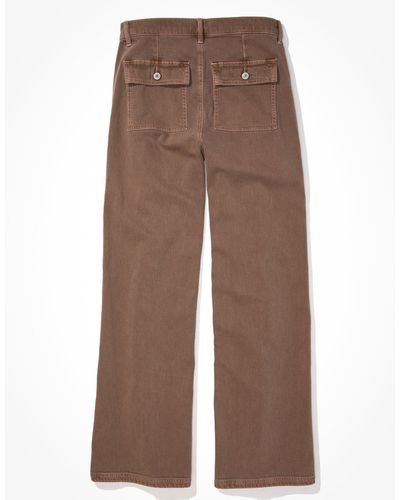 American Eagle Outfitters Ae Stretch Super High-waisted baggy Wide-leg Pant - Brown