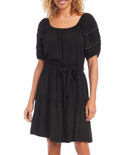 Karen Kane Tiered A-line Fit & Flare Dress - Black