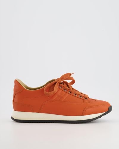 Hermès Leather Sneakers With Logo Detail - Orange