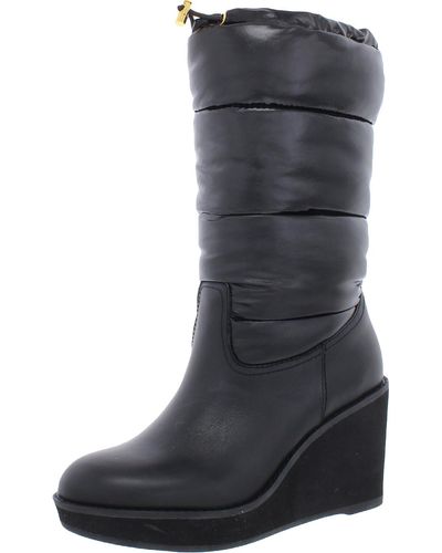 Lauren by Ralph Lauren Rudee Leather Wedge Winter & Snow Boots - Black