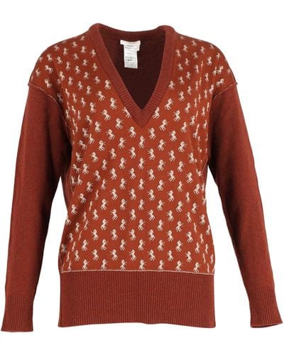 Chloé Metallic Intarsia Blend Sweater - Red