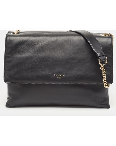 Lanvin Leather Flap Chain Shoulder Bag - Gray