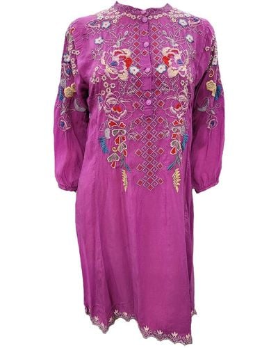 Johnny Was Nola Embroidered Dress - Pink