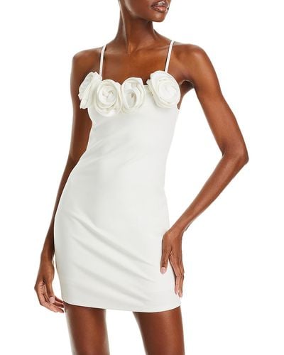 Line & Dot Flor Rosette Short Bodycon Dress - White