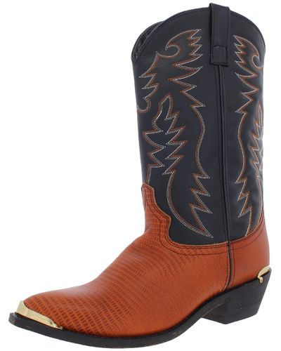 Laredo Atlanta Leather Lizard Print Cowboy, Western Boots - Brown
