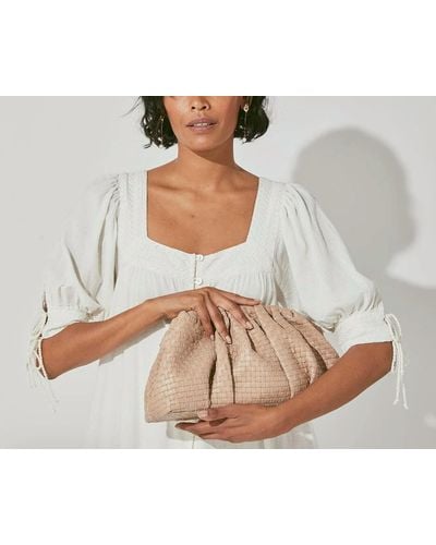 Cleobella Gigi Woven Leather Clutch Handbag - Natural