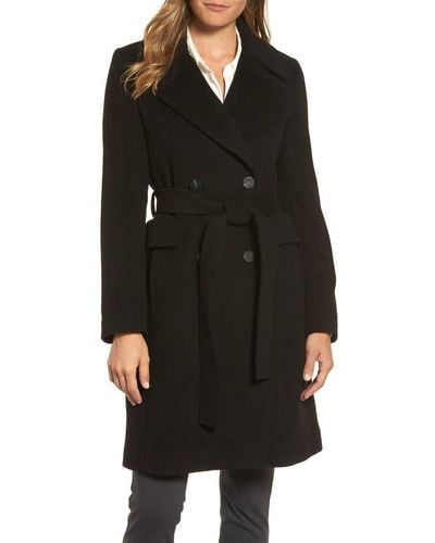 Diane von Furstenberg Wool Wrap Coat In Black