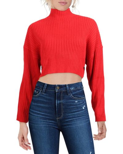 Sanctuary Ribbed Knit Crop Sweater - Red