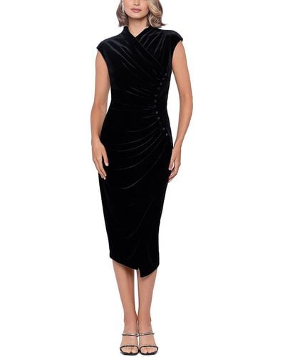 Betsy & Adam Velvet Long Cocktail And Party Dress - Black