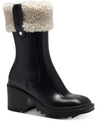 INC Eddiie 2 Faux Shearling Mid-calf Rain Boots - Black