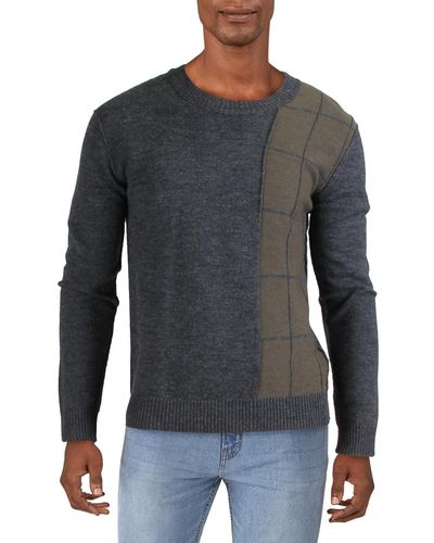 French Connection Wool Blend Windowpane Sweater - Gray