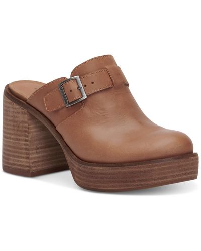 Lucky Brand Odibell Leather Chunky Clogs - Brown