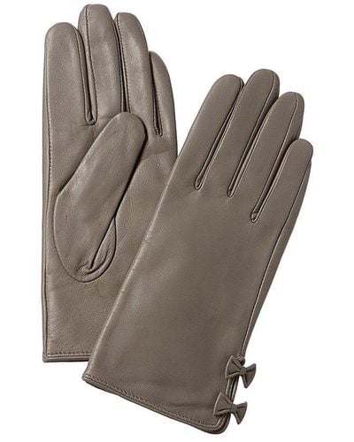 Phenix Bow Cashmere-lined Leather Gloves - Gray