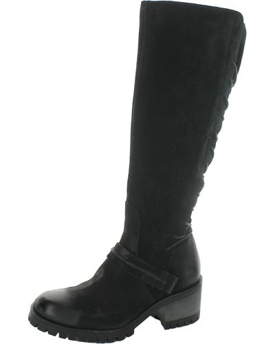 Miz Mooz Mayer Suede Stacked Heel Knee-high Boots - Black