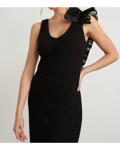 Joseph Ribkoff Ruffle Shoulder Dress - Black
