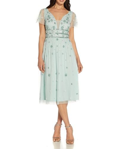 Adrianna Papell Floral Embellished Cocktail And Party Dress - Green