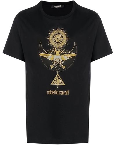 Roberto Cavalli Men's Starburst Logo Short Sleeve T-shirt - Black