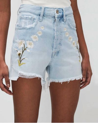 7 For All Mankind Cut Off Embroidered Shorts - Blue