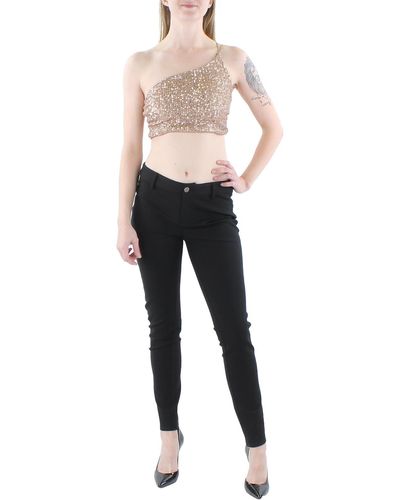 B Darlin Juniors Mesh Sequined Cropped - Multicolor
