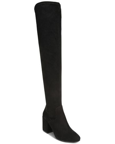 BarIII Faux Suede Almond Toe Over-the-knee Boots - Black