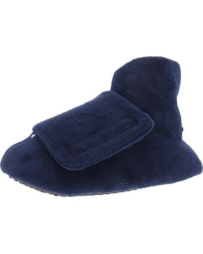 Muk Luks Terry Cloth Faux Fur Bootie Slippers - Blue