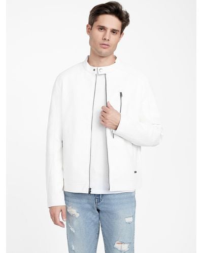 Guess Factory Matty Faux-leather Moto Jacket - White