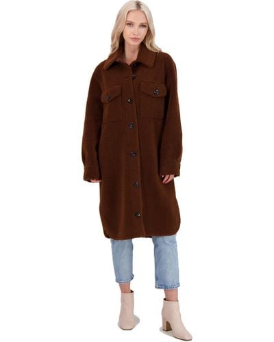 Rebecca Minkoff Harper Wool Blend Long Shirt Jacket - Brown