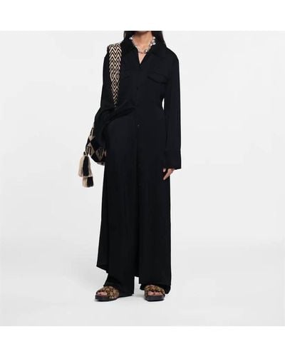 Nanushka Joann Slip Satin Shirt Dress - Black