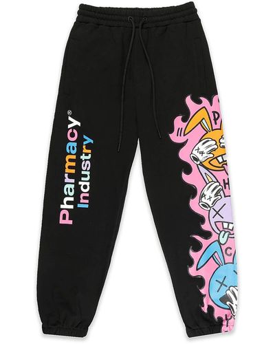 Pharmacy Industry Graphic Stretch Cotton Pants - Black