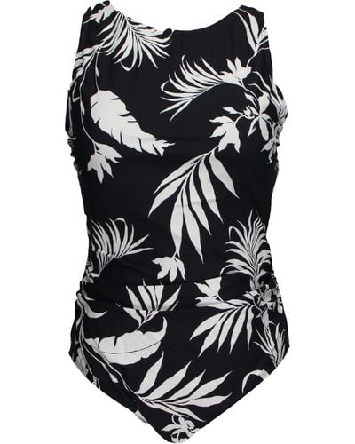 Jantzen Floral High Neck One-piece Swimsuit - Black