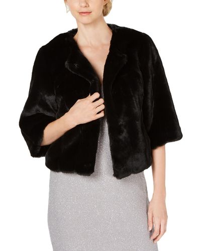 Calvin Klein Faux Fur Layering Shrug - Black