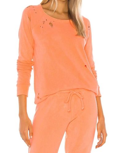 Chaser Brand Cotton Fleece Raglan Sweatshirt - Orange