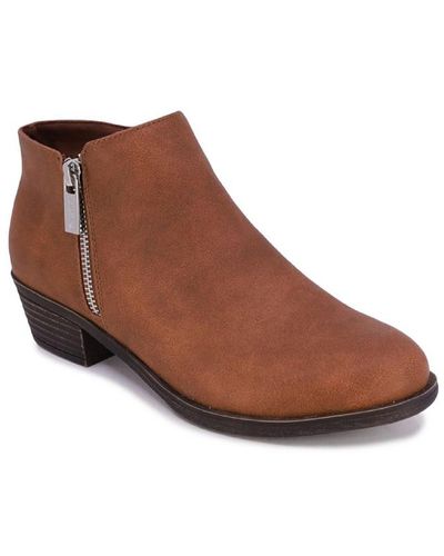 Nautica Alara Faux Leather Ankle Shooties - Brown