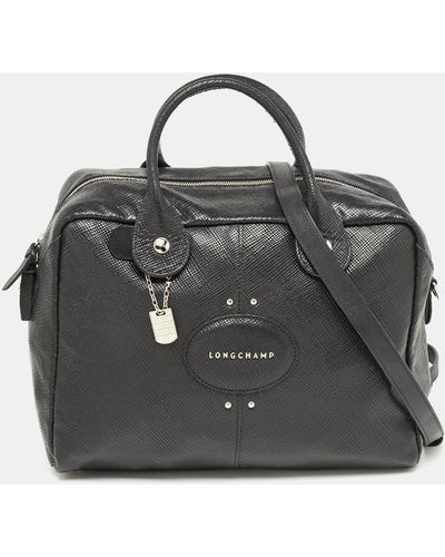 Longchamp Textured Leather Tri-quadri Satchel - Black