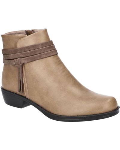 Easy Street Fernanda Faux Leather Zipper Ankle Boots - Brown