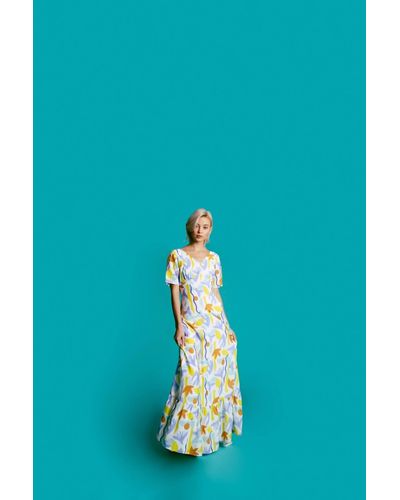 Molly Bracken Long Printed Maxi Dress - Blue
