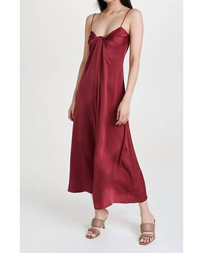 Rosetta Getty Berry Twist Front Slip Dress - Red