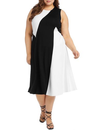 Karen Kane Plus Colorblock Sleeveless Midi Dress - Black