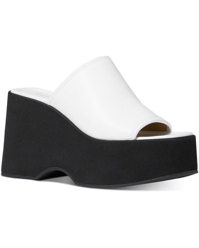 MICHAEL Michael Kors Dabney Faux Leather Slip-on Platform Sandals - Black