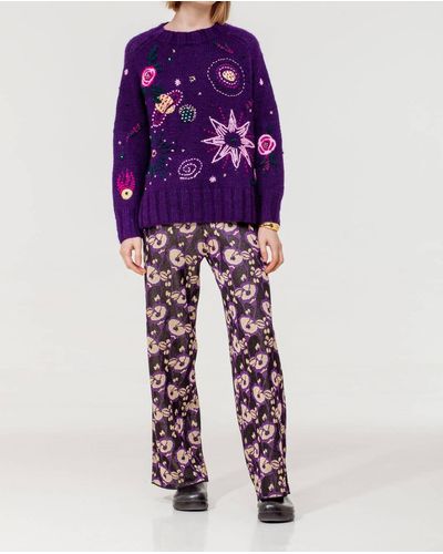 Happy Sheep Raglan Sweater In Grape - Purple