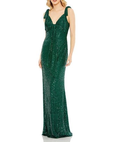 Ieena for Mac Duggal Sequined Long Evening Dress - Green