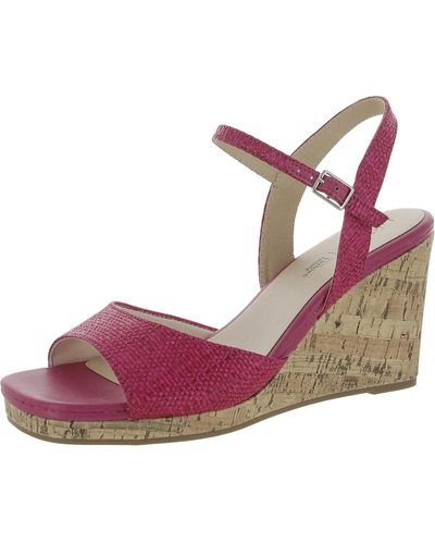 LifeStride Island Time Solid Ankle Strap Wedge Sandals - Pink