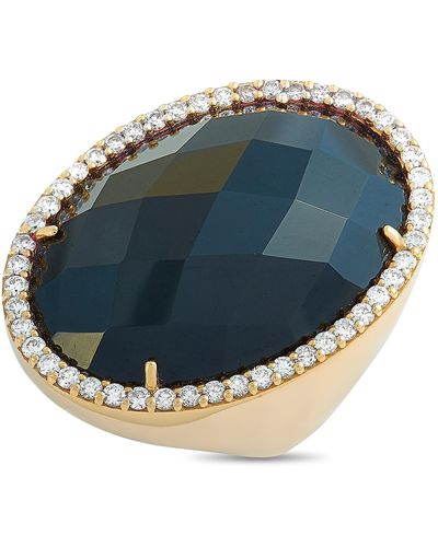 Roberto Coin Cocktail 18k Rose Gold Diamond And Onyx Ring - Blue