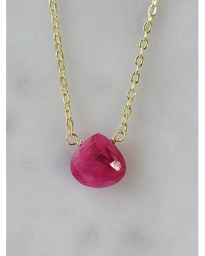 A Blonde and Her Bag Stephanie Delicate Drop Necklace - Pink