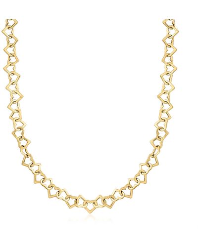 Ross-Simons 14kt Yellow Heart-link Necklace - Metallic