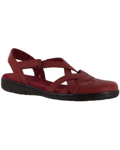 Easy Street Garrett Faux Leather Closed Toe Flat Sandals - Red