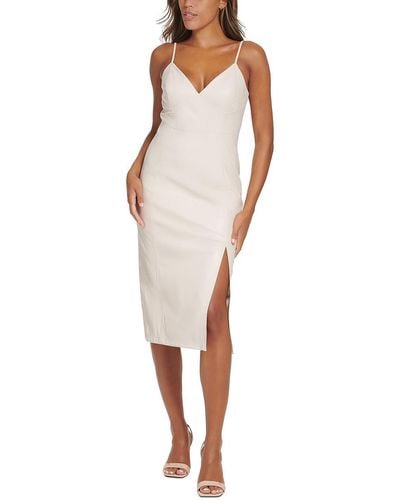 Calvin Klein Faux Leather Sheath Bodycon Dress - White