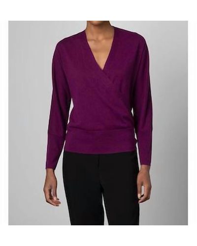 Kinross Cashmere Surplice Wrap Sweater - Purple