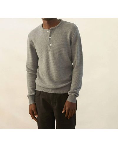 Billy Reid Textured Sweater Henley - Gray